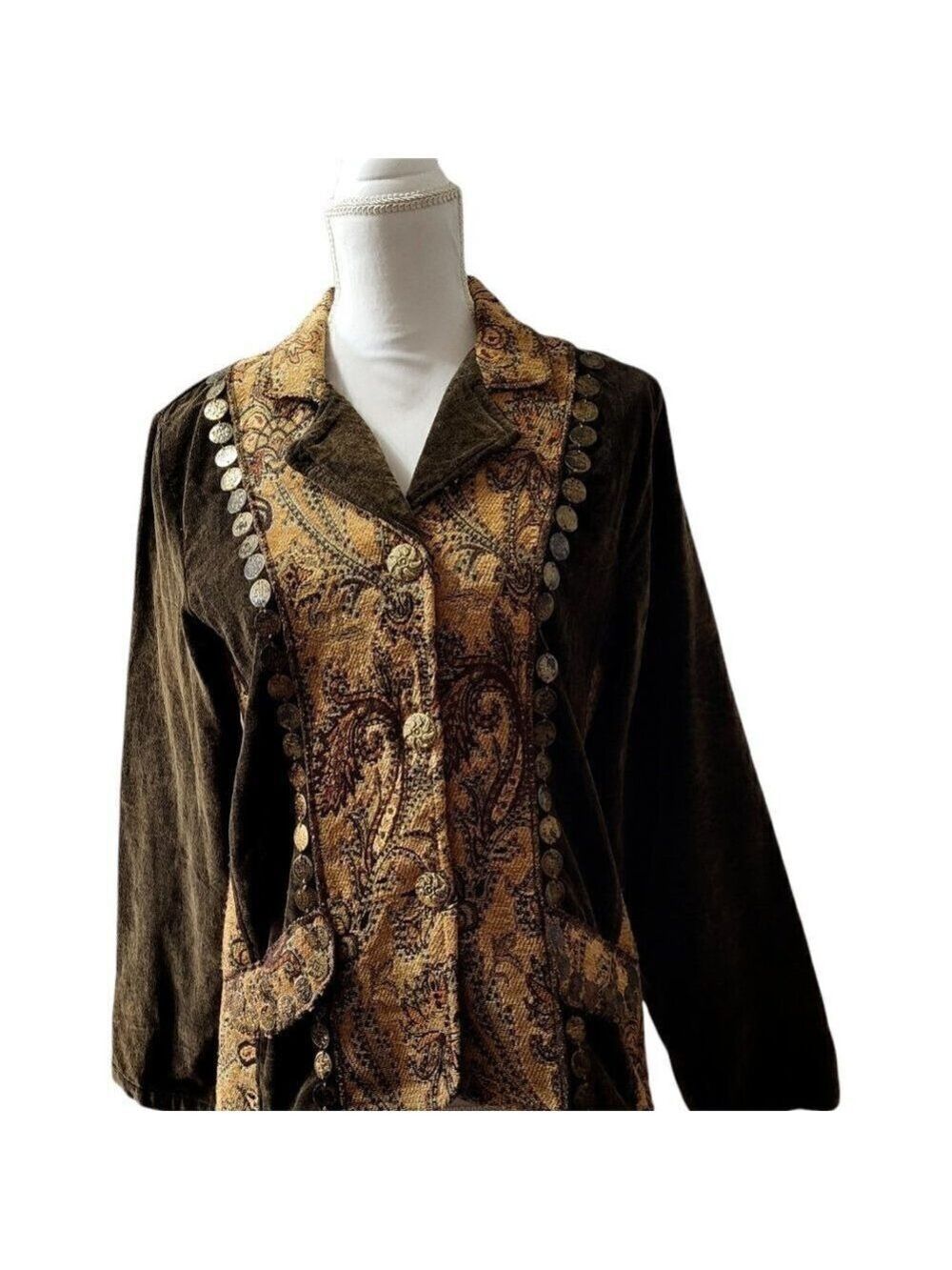 Alex Kim Jacket Size PL Petite Large Two Tone Brown Embellished